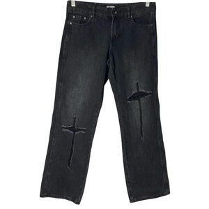Nwot Hot Topic Cross Jeans Mens 30x32 Distressed Grunge Punk Rock Y2K Goth Edgy